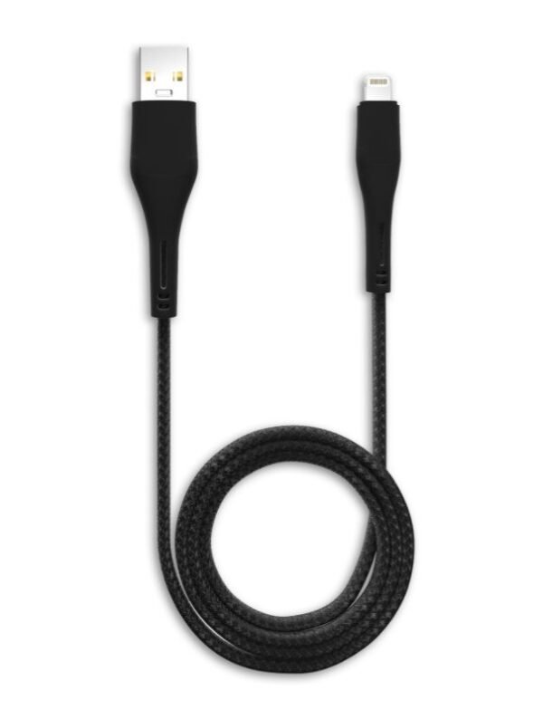 3 FT NON-MFI LIGHTNING TO USB TYPE A CABLE (AMPSENTRIX) (MATRIX) (BLACK) - Image 4