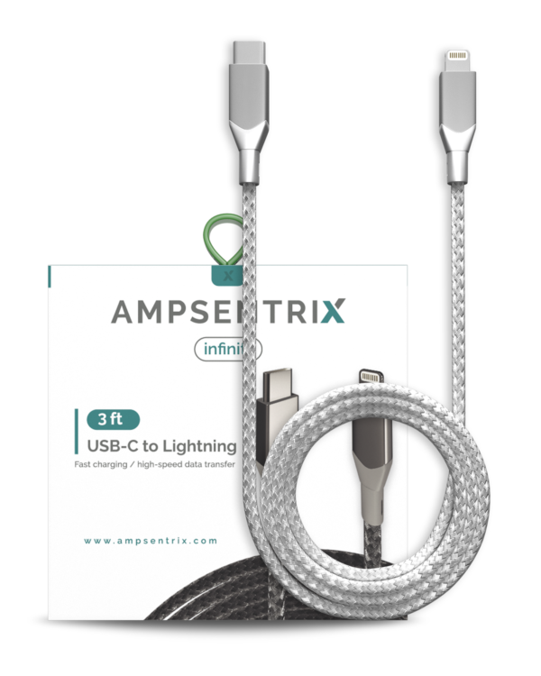 3 FT NON-MFI LIGHTNING TO USB TYPE C CABLE (AMPSENTRIX) (MATRIX) (BLACK)
