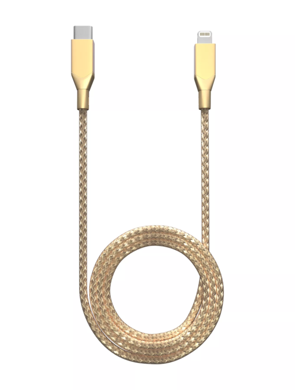 Best quality 3' Non-MFI Lightning to USB Type C Cable (AmpSentrix) (Infinity) (Gold) - Image 4