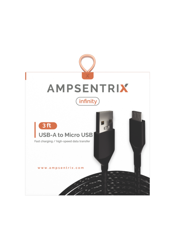 3 FT MICRO USB TO USB TYPE A CABLE (AMPSENTRIX) (INFINITY) (BLACK) - Image 2