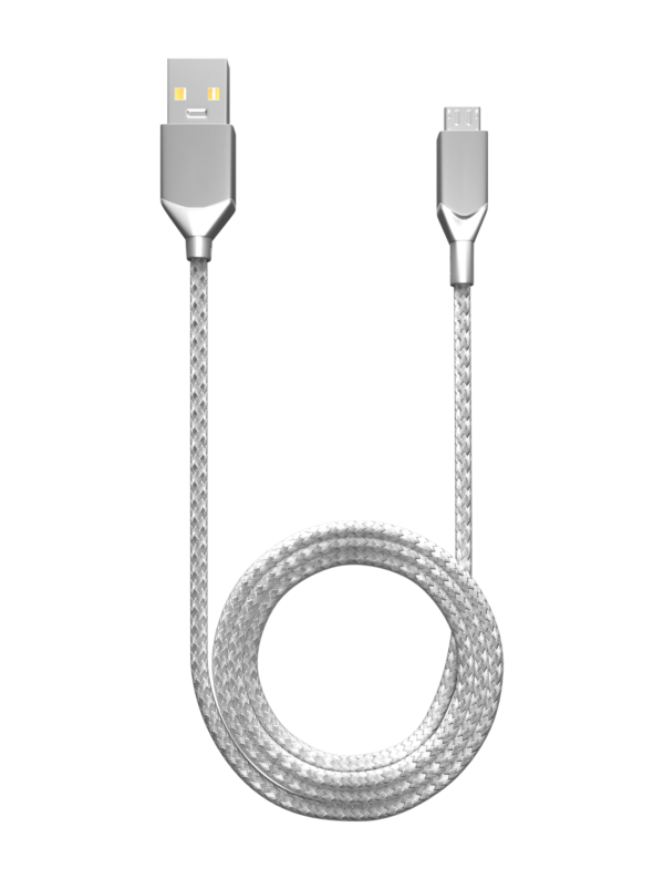 3 FT MICRO USB TO USB TYPE A CABLE (AMPSENTRIX) (INFINITY) (SILVER) - Image 3