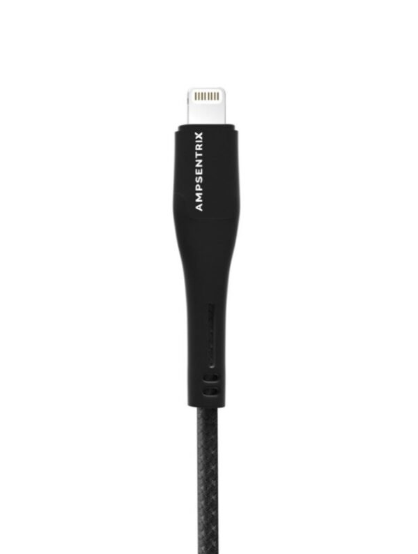 3 FT NON-MFI LIGHTNING TO USB TYPE C CABLE (AMPSENTRIX) (MATRIX) (BLACK) - Image 6