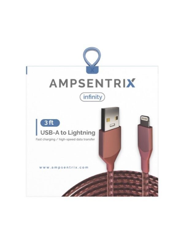 3 FT NON-MFI USB TYPE A TO LIGHTNING CABLE (AMPSENTRIX) (INFINITY) (PINK) - Image 2