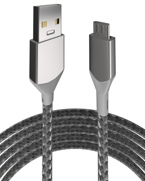 3 FT MICRO USB TO USB TYPE A CABLE (AMPSENTRIX) (INFINITY) (SILVER) - Image 4