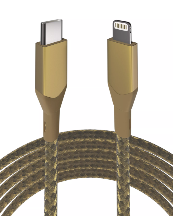 Best quality 3' Non-MFI Lightning to USB Type C Cable (AmpSentrix) (Infinity) (Gold) - Image 2
