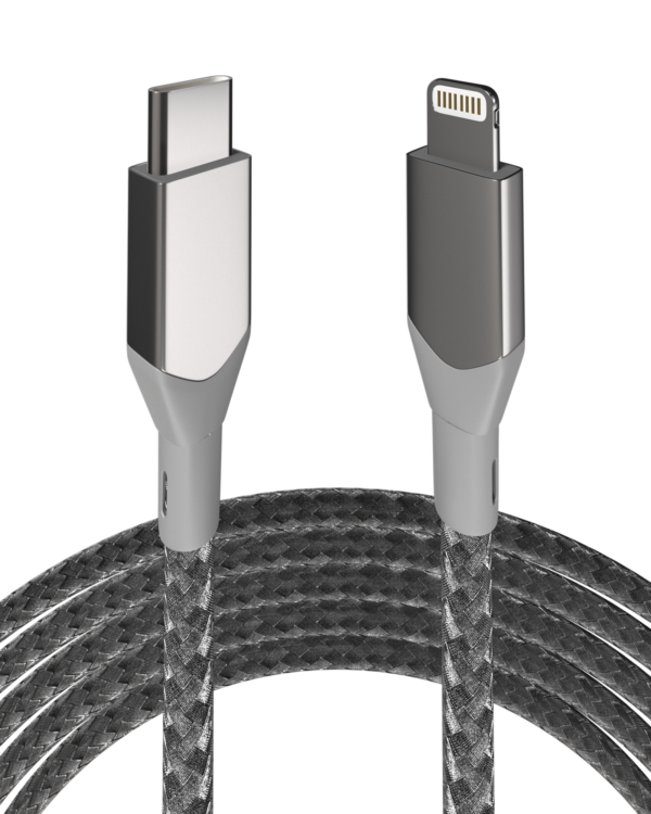 3 FT NON-MFI LIGHTNING TO USB TYPE C CABLE (AMPSENTRIX) (MATRIX) (BLACK) - Image 2